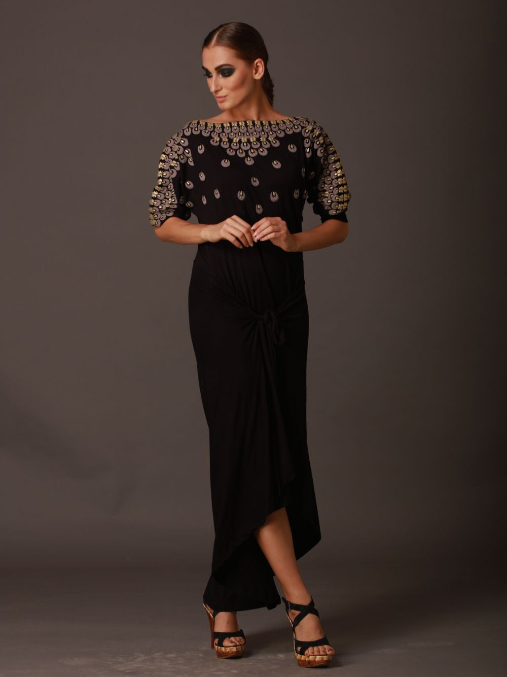 Peacock Swirl Wrap Dress