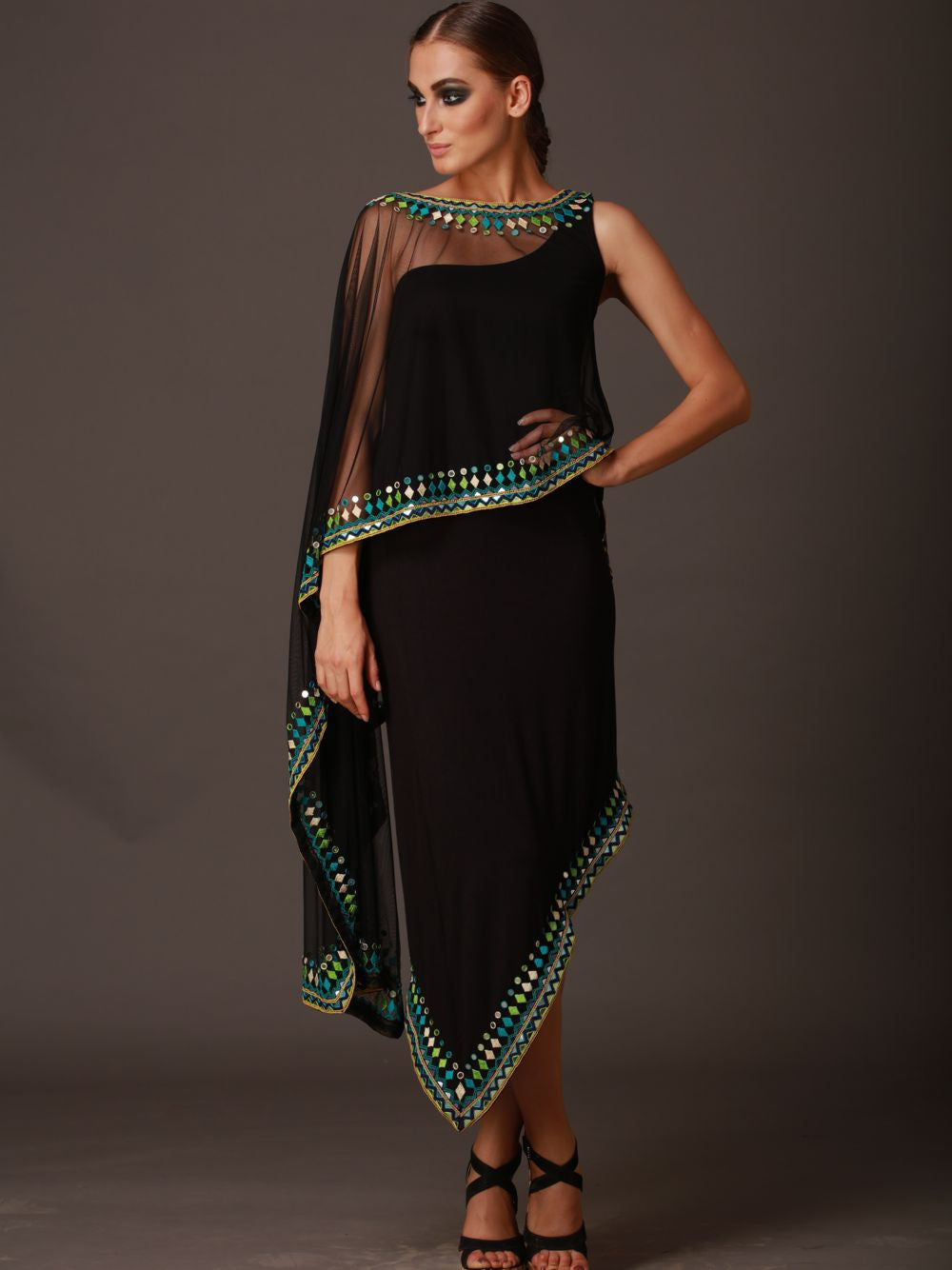 Embroidered Asymmetric Dress