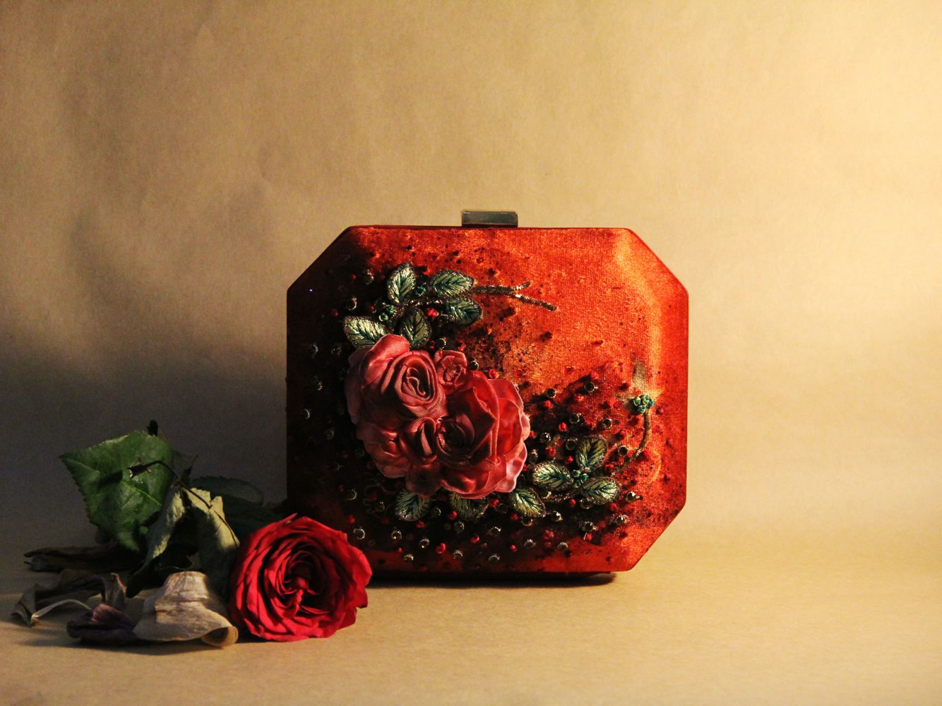 Maroon Rose Clutch