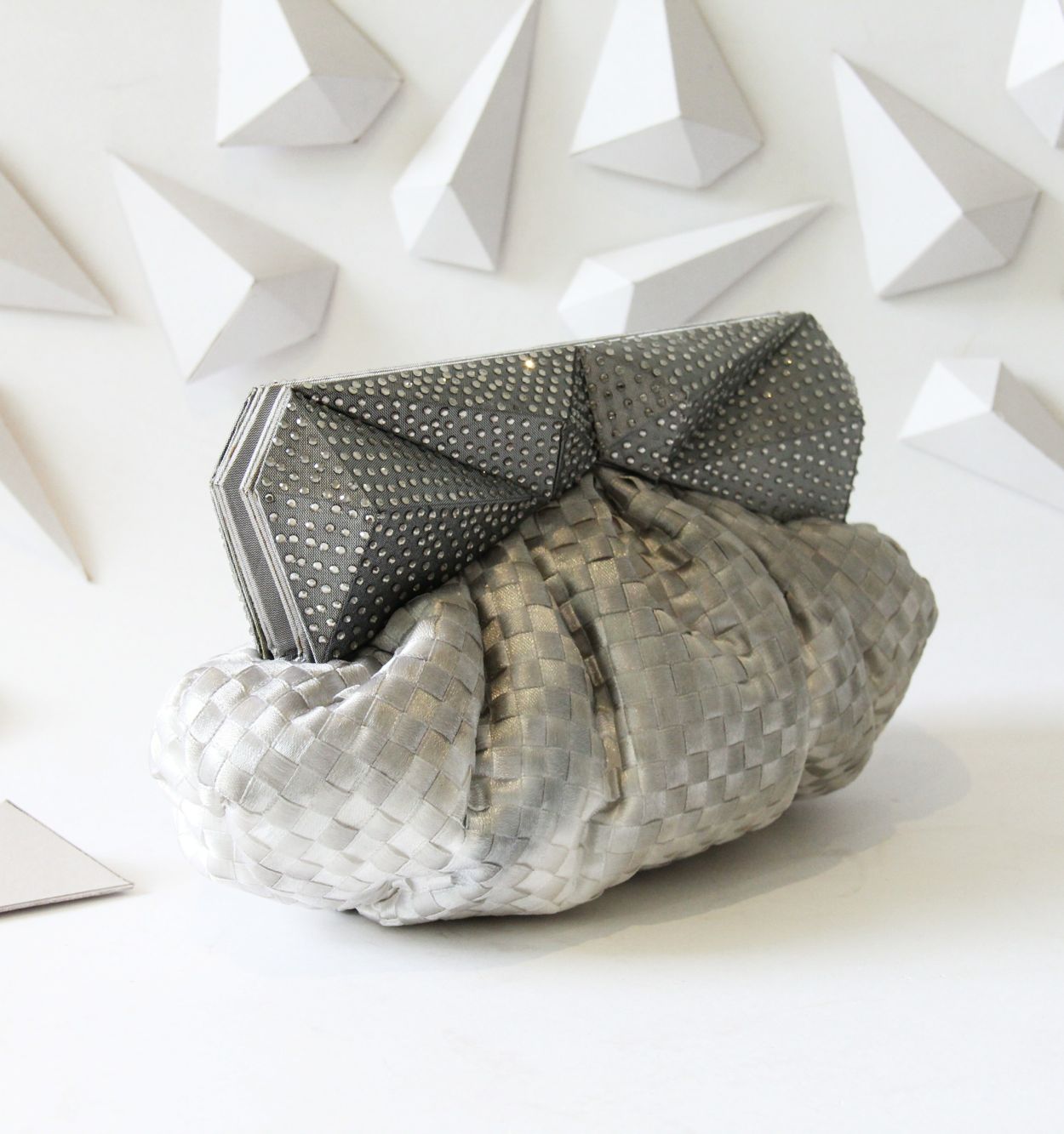 Handwoven Silver-Grey Clutch