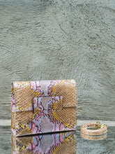 Liliac - Nude Snake Print Leather Clutch