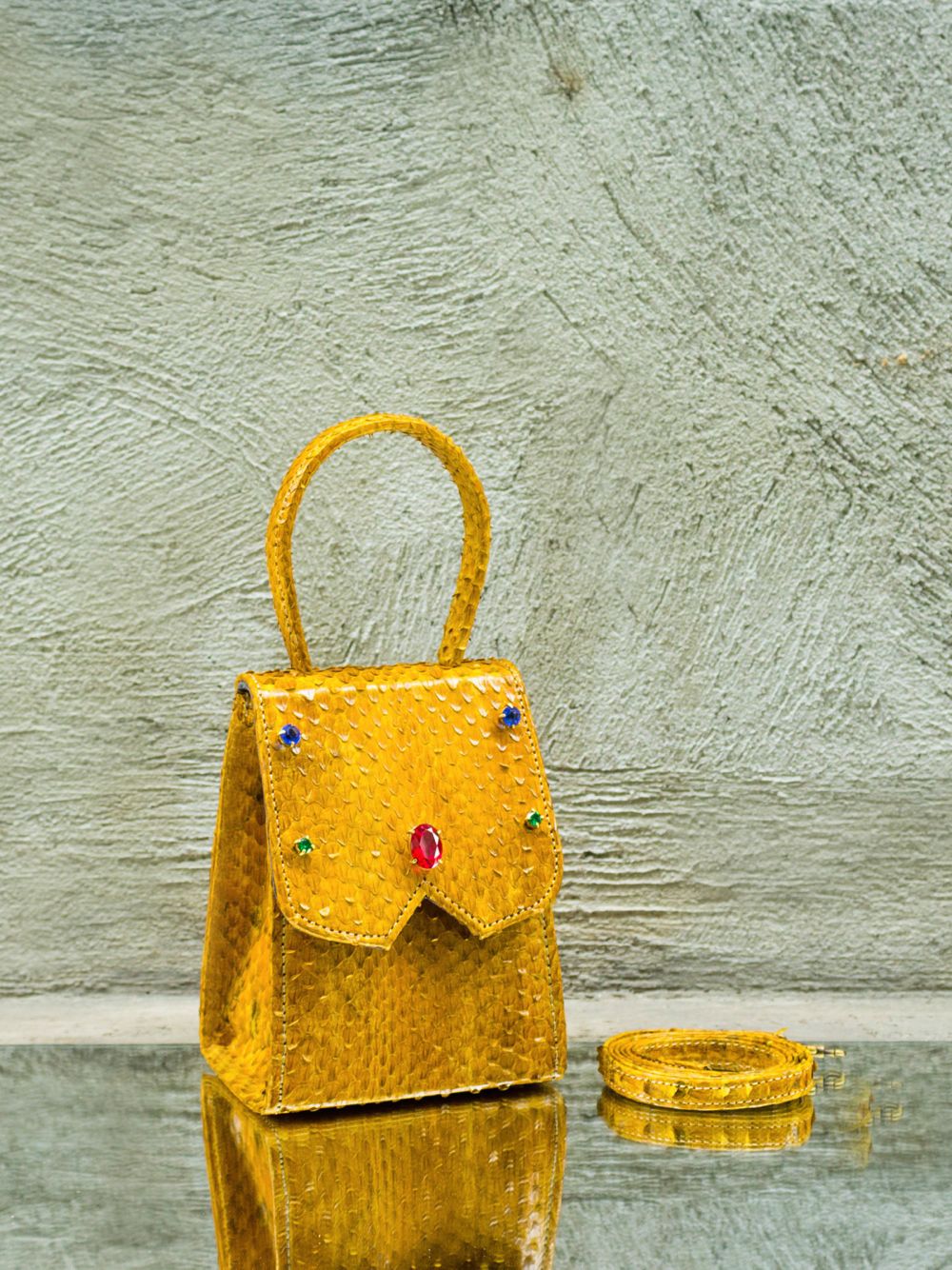 Ayers Snake Skin Minibag With Gemstones