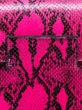 Pink Snake Print Leather Clutch