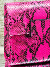 Pink Snake Print Leather Clutch