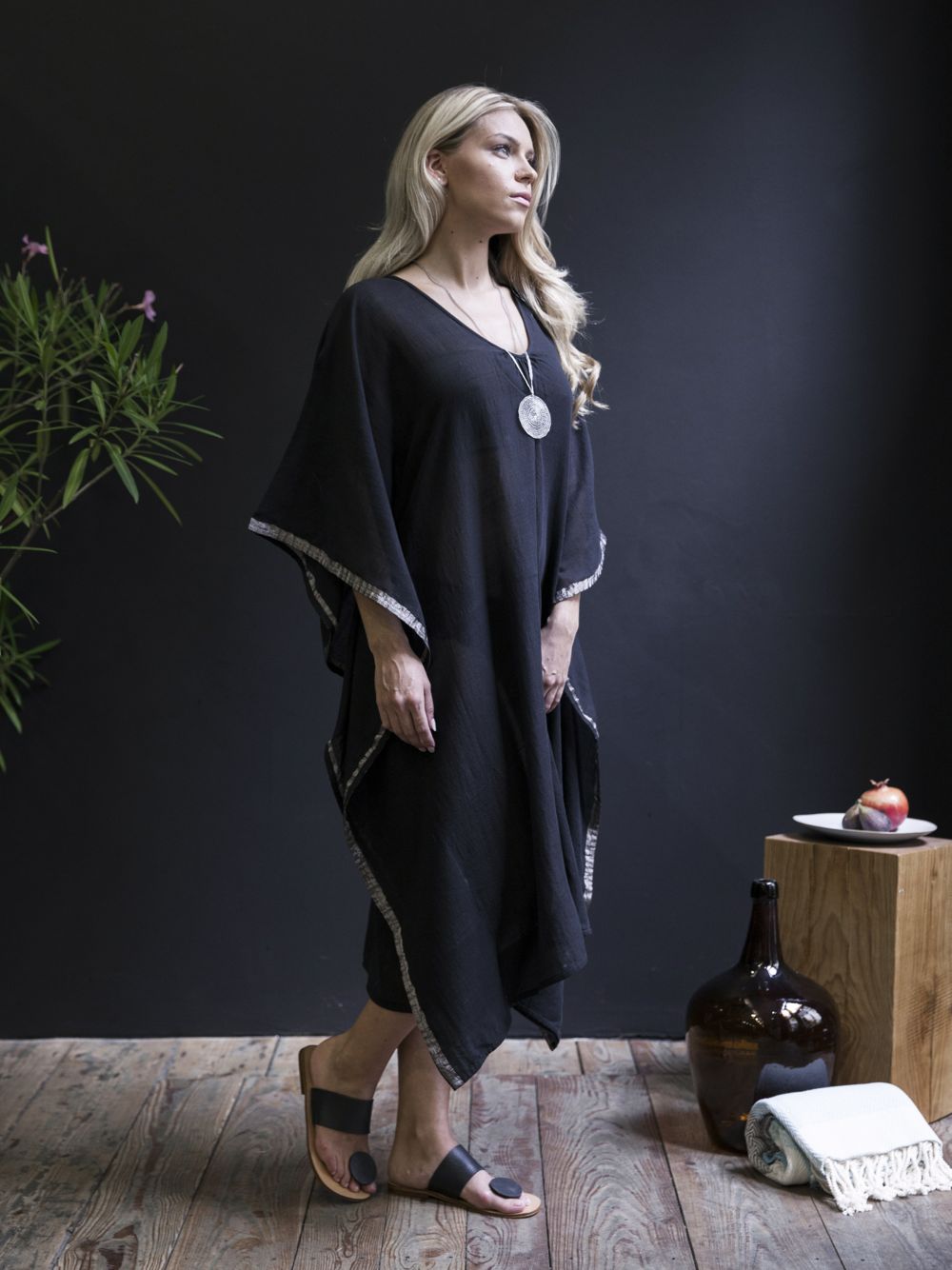 Handwoven Misty Dark Caftan