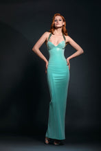 Turquoise Halter Neckline Gown
