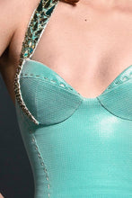 Turquoise Halter Neckline Gown