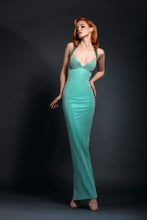 Turquoise Halter Neckline Gown