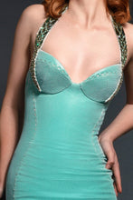 Turquoise Halter Neckline Gown