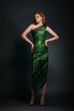 Asymmetrical Green PVC & Black Tulle Dress