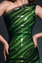 Asymmetrical Green PVC & Black Tulle Dress