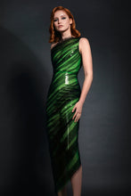 Asymmetrical Green PVC & Black Tulle Dress