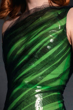 Asymmetrical Green PVC & Black Tulle Dress