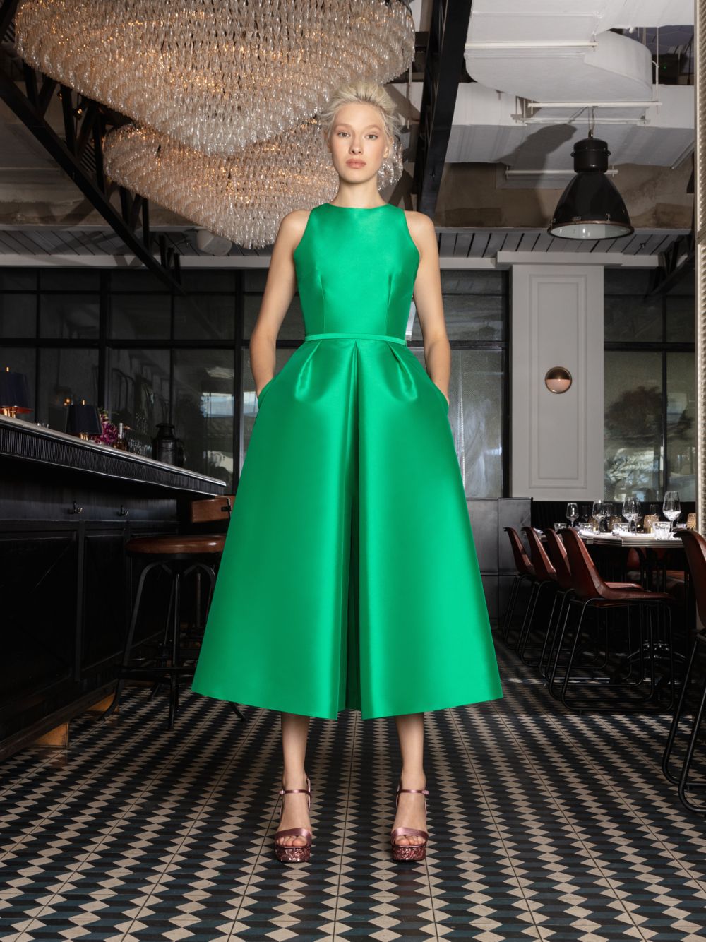 Pleated volume jumpsuit & Waist belt