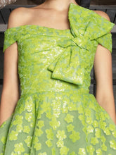 Embellished tulle gown with bow front