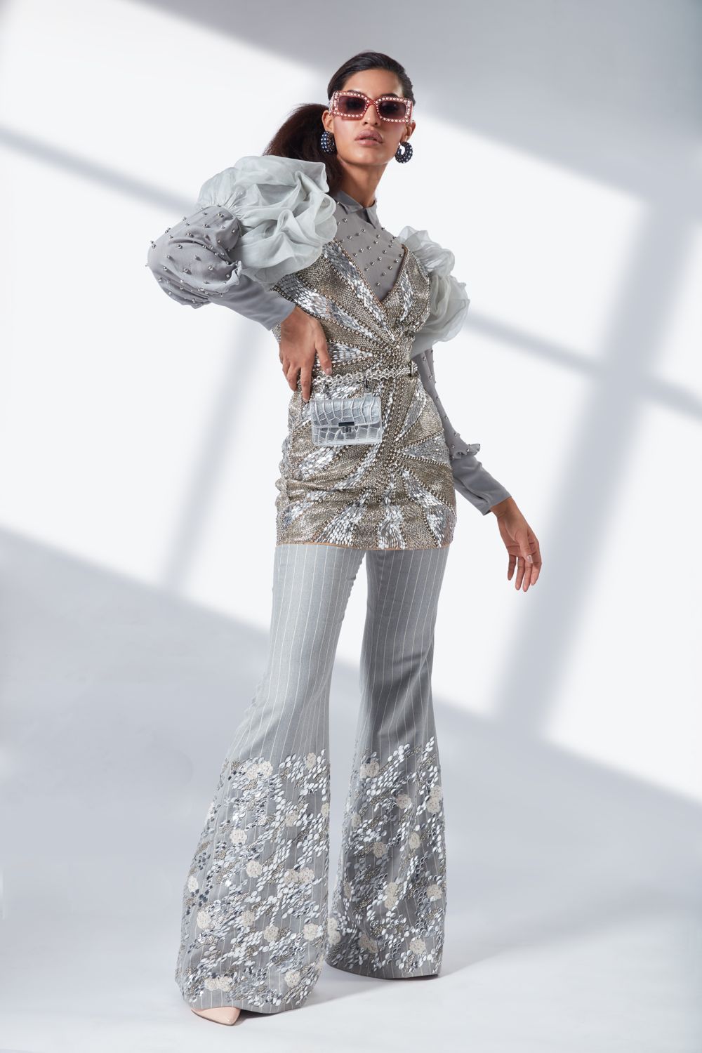 Hand Embroidered Shirt-Dress-Pants Set