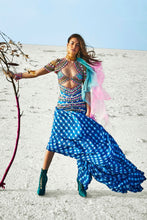 Indigo Embroidered Top & Skirt Set