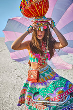 Multi-Coloured Embroidered Top & Skirt