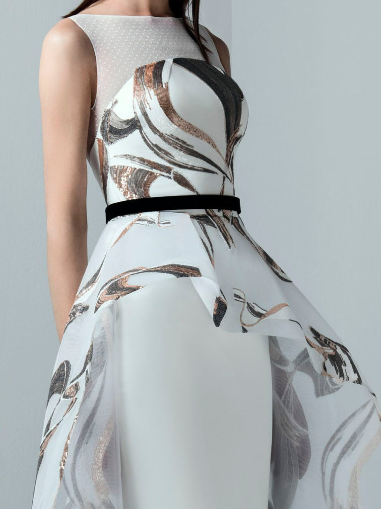 open lace back dress Organza skirt with peplum top – Samant Chauhan