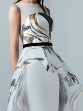 Organza Dress With Asymmetric Peplum