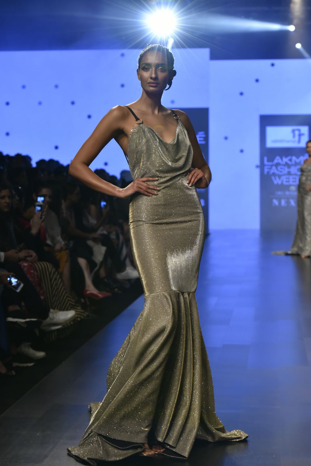 Shimmer Draped Fishtail Gown