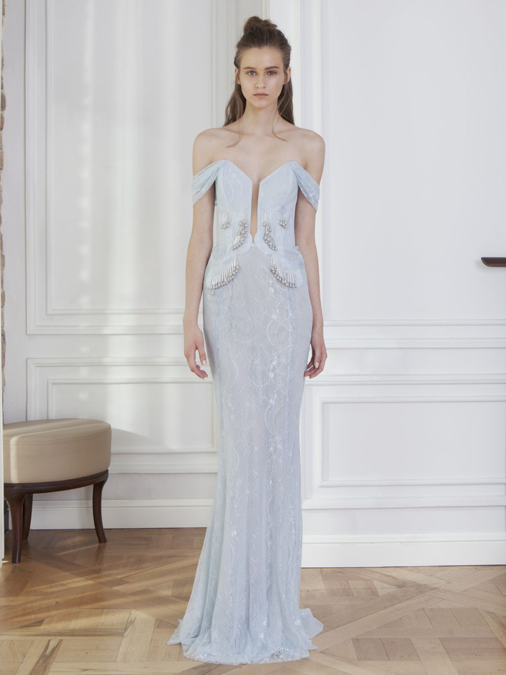 Hand Beaded Lace Gown