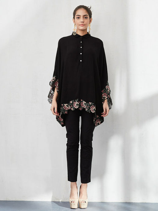 Boxy Shirt with Resham Embroidered Border