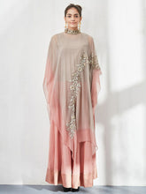 Pink Embroidered Crop Top and Skirt with Attached Cape