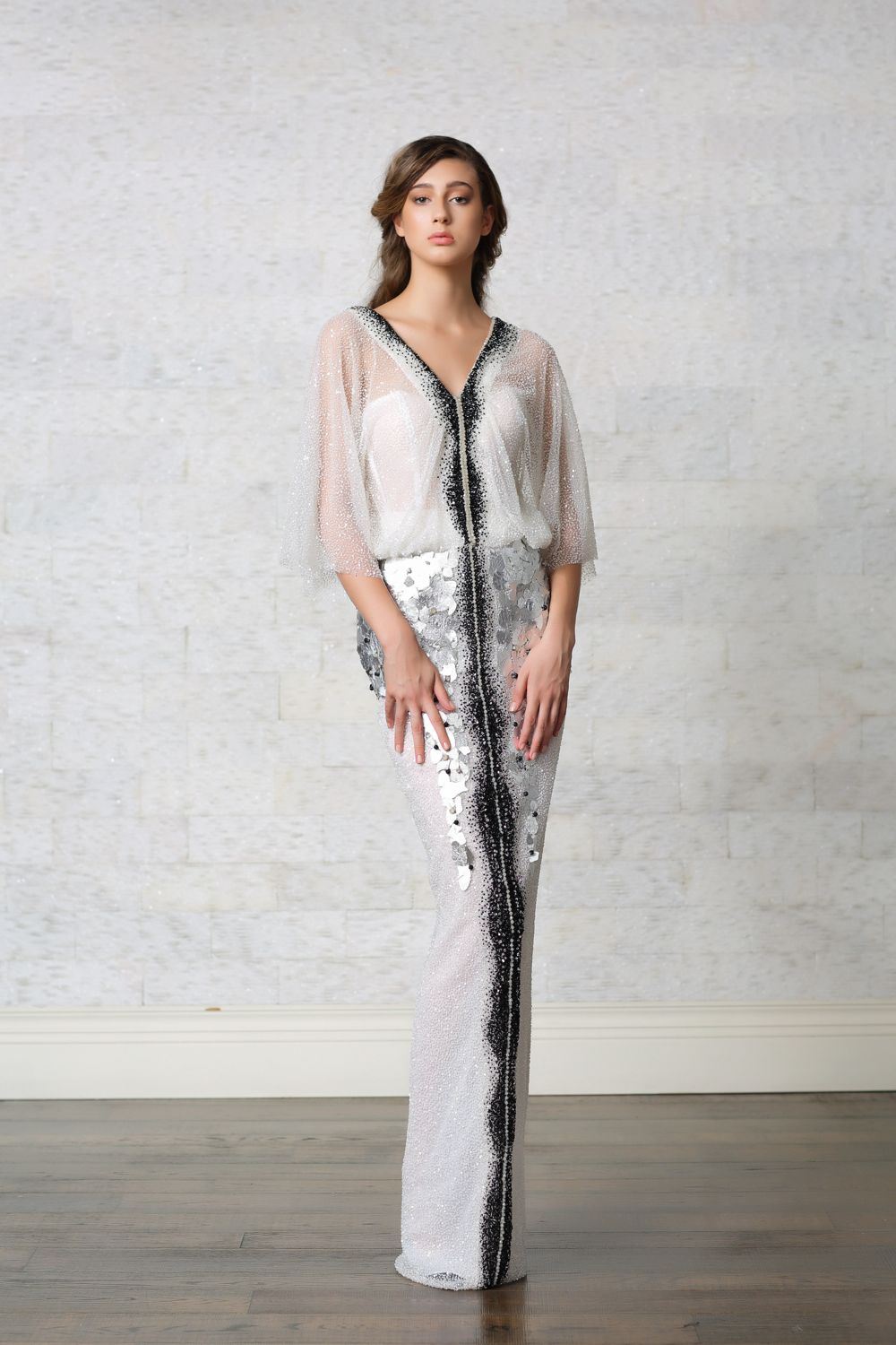 Hand Beaded Evening Gown World Wide Couture Hand Beaded Evening Gown World Wide Couture