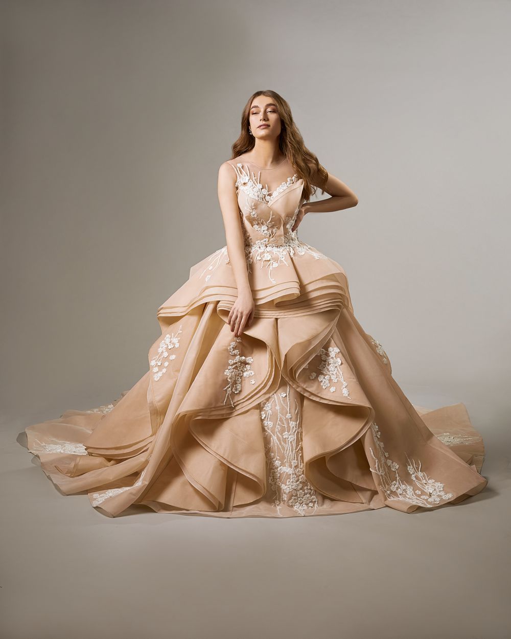 Embellished Ruffled Gown ABILENE
