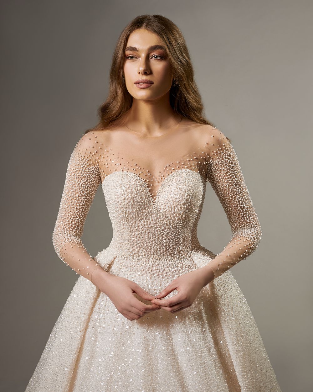 Pearl Beaded Illusion Gown DIAMANTE World Wide Couture Pearl Beaded Illusion Gown DIAMANTE World Wide Couture