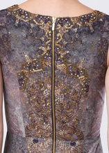 EMBELLISHED PRINTED GOWN
