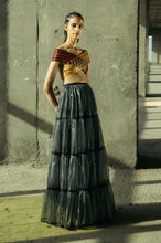 Glass Weave Bustier + Tiered Lurex Gathered Skirt