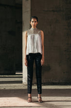 Silk-Organza Gathered Top + Pencil Crepe Trousers