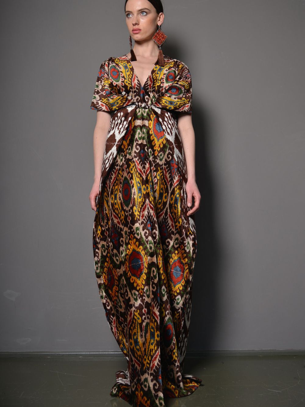 silk ikat dress SILK IKAT LONG KAFTAN DRESS IK108