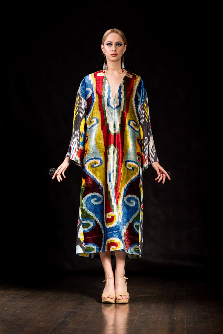 Silk Ikat Kimono Dress