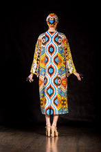 Silk Ikat Kimono Dress & Turban Set
