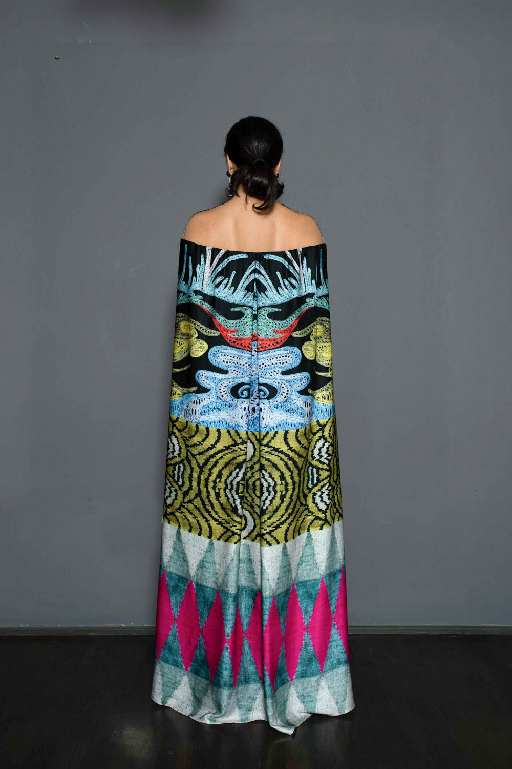 kaftan dress designer Navy & White Abstract Print Kaftan Dress Greek designer dress, Large/Extra Large (Flexible fit designed to suit most Large to extra-large body