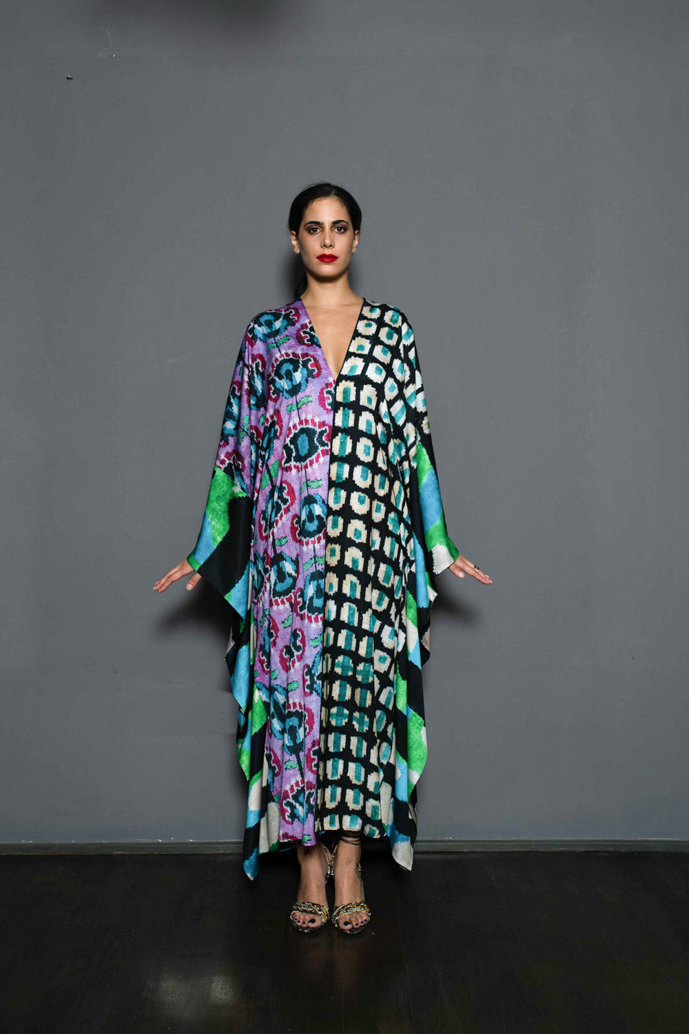 Kaftan Dress with Silk Ikat by Afroditi Hera - Fashion designer from Cyprus | Bespoke made-to-measure World Wide Couture Kaftan Dress with Silk Ikat by Afroditi Hera - Fashion designer from Cyprus | Bespoke made-to-measure World Wide Couture