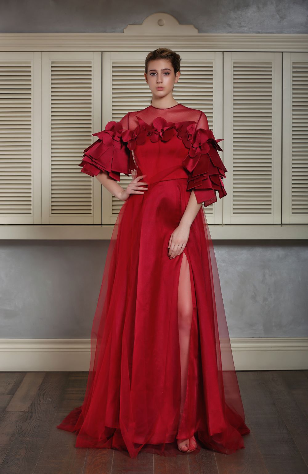 handmade silk couture dress LAMINARIA