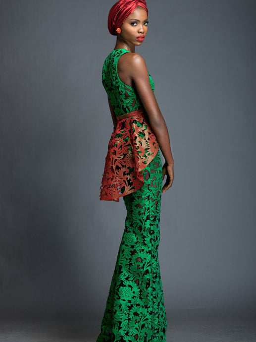 nigerian peplum dresses Shimmering royal blue gala dress with Sheer Neckline and Peplum Detailing
