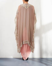 Pink Hand Embroidered Cape with Dress Set
