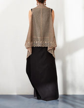 Textured Cape with Pleated Draped Dress