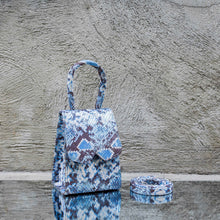 Snake Print Mini Bag In Iridescent Blue-White-Grey