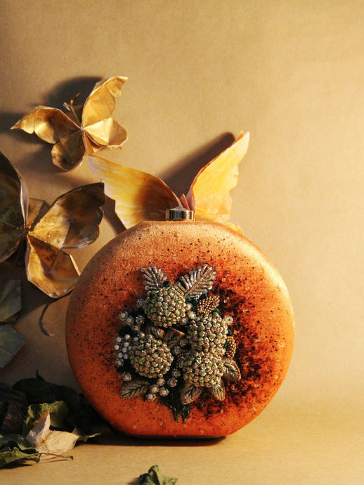 Tangerine & Gold Hydrangea Clutch