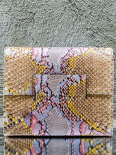 Liliac - Nude Snake Print Leather Clutch