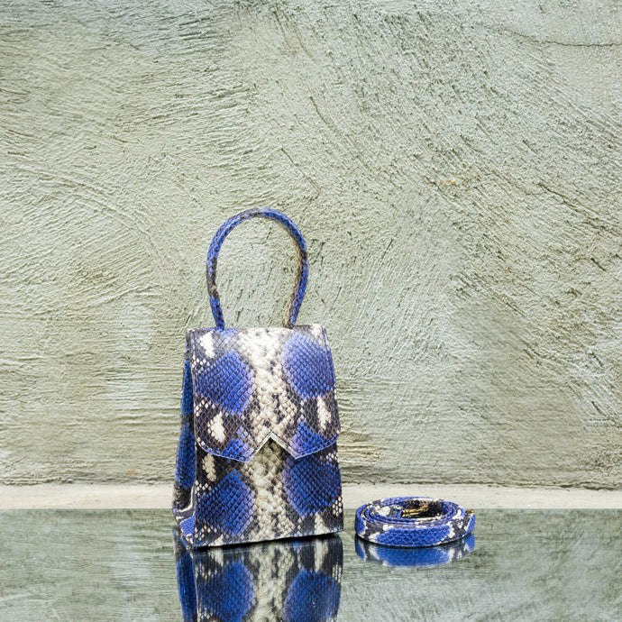 Egyptian Blue Python Print Mini Bag