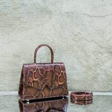 Cinammon Snake Print Leather Handbag