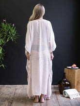 Handwoven Caftan With Pom-Poms