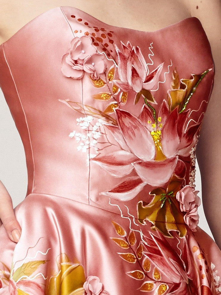 Hand Painted Satin Dress – World Wide Couture Hand Painted Satin Dress – World Wide Couture